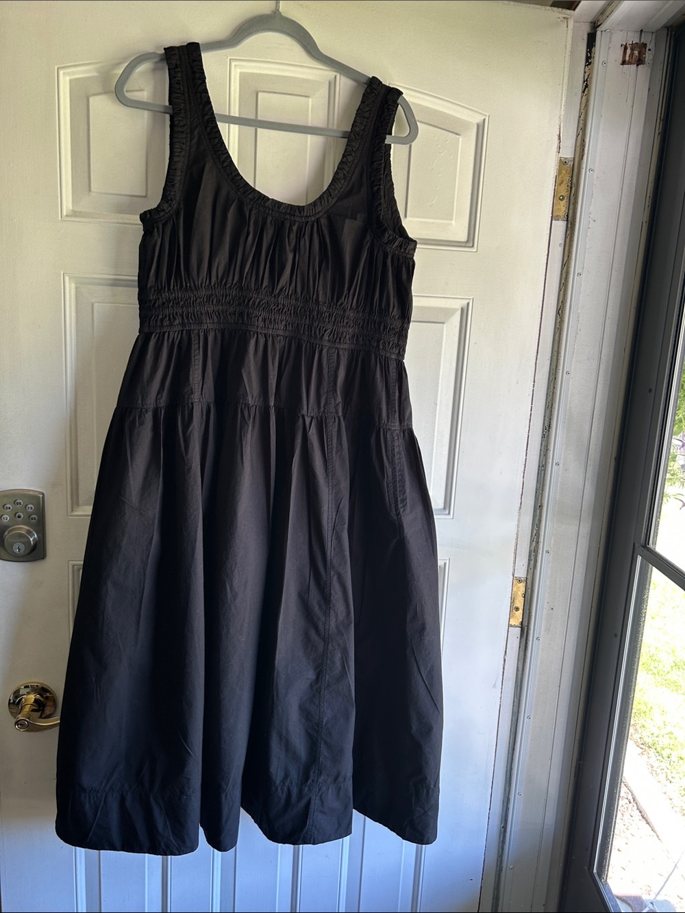 ANTHROPOLOGY COTTON SCOOP-NECK SMOCKED POPLIN MIDI DRESS SIZE L - Picture 7 of 13